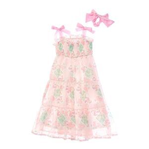 Freestyle Girls  Soft & Pretty Chiffon Maxi Dress & Bow Scrunchie, Pink